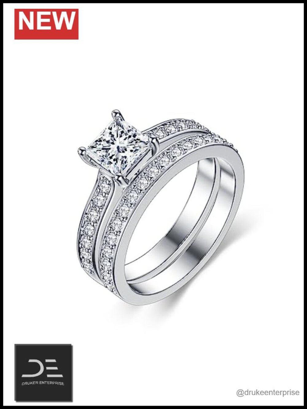 Moissanite Bridal Ring Set Engagement Wedding Band 2cttw D VVS1 Princess Cut